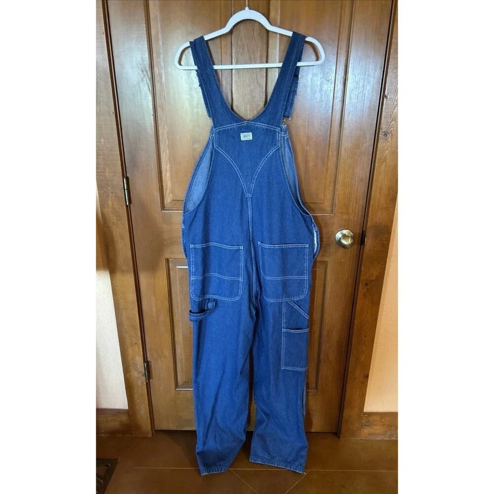 Liberty Overalls Mens 34x29 Blue Denim Bib Workwear Carpenter Utility Pockets